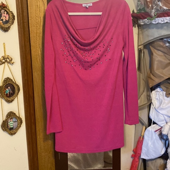 Beautiful 💕 Kristine Pinkish Purple Stud Cow Nick Short Dress Tunic Sz XL NWOT! - Picture 1 of 11